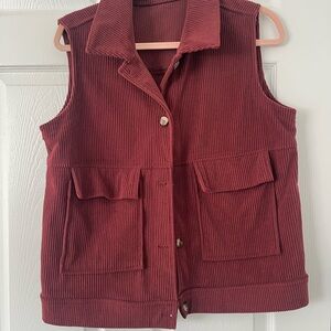 Women's Corduroy Vest - Burgundy